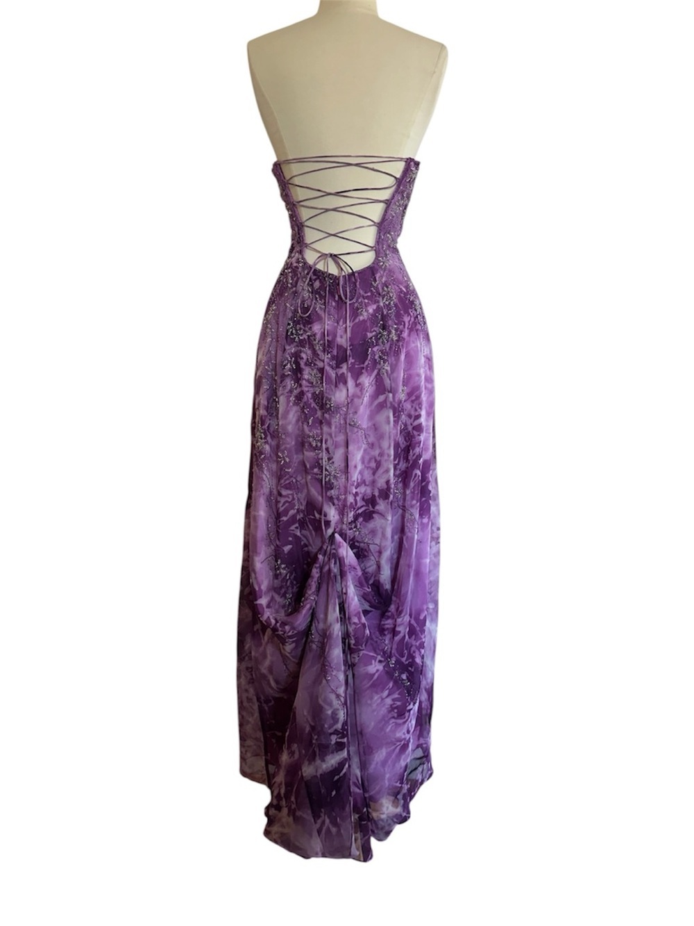 Nadine 2000s Fairy Prom Dress Purple Embellished Beaded Lace Up Back Size XS - Picture 4 of 16